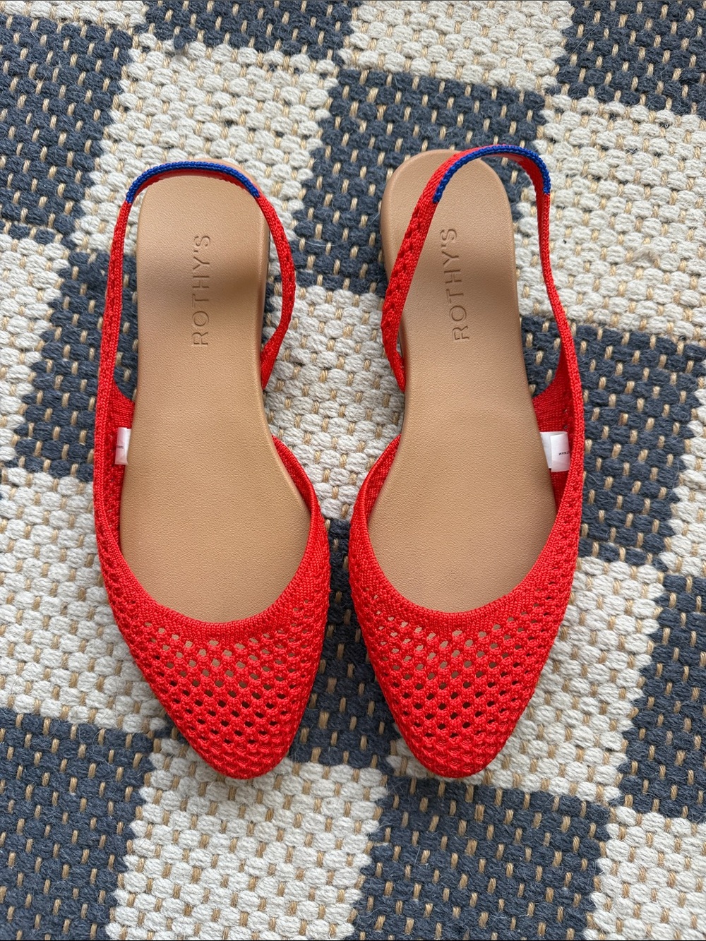 Rothy's Red Knit Pointed Slingback Flats